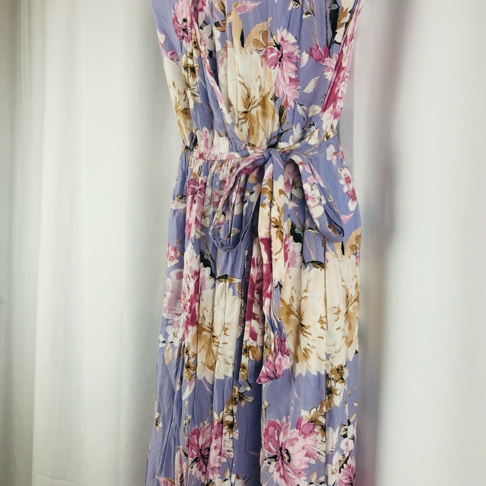 Band of Gypsies faux wrap flutter sleeve maxi Dress pockets XS - Picture 13 of 15